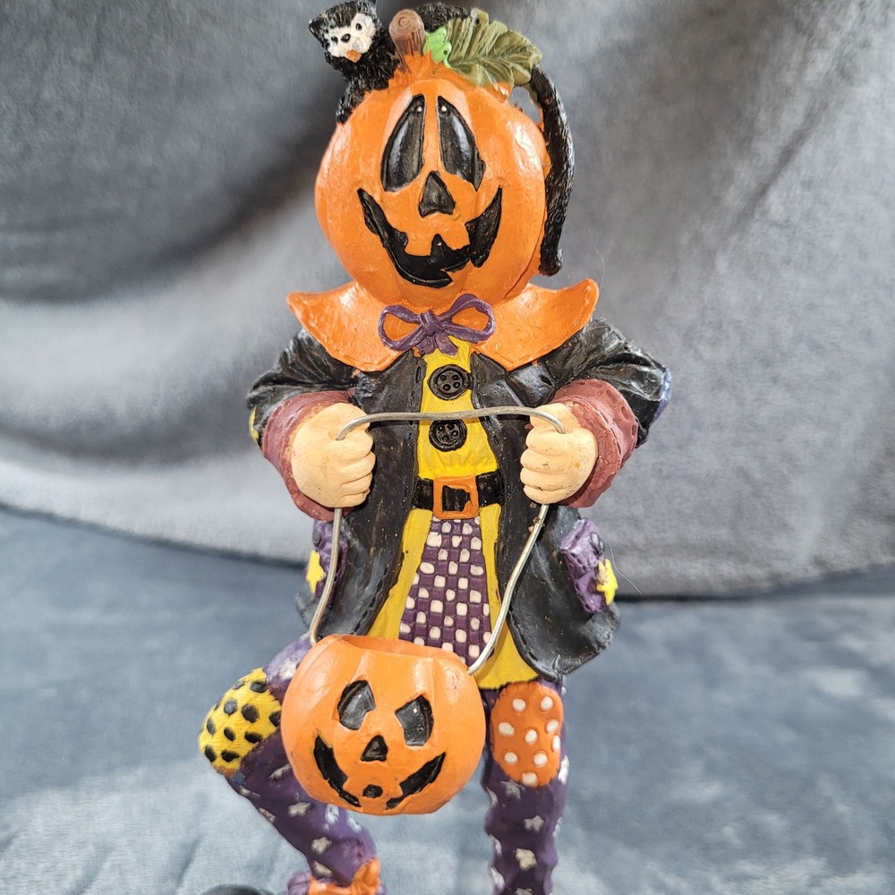 Midwestern Home Products Pumpkin Head Scarecrow Halloween Figurine 10" Statue - Picture 2 of 7